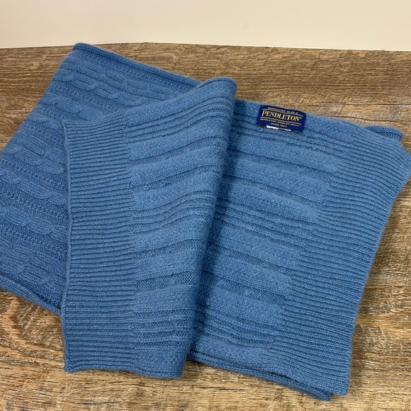 Pendleton Blue Wool  Knit Scarf -Unisex 12”W X 62”L - Picture 2 of 3